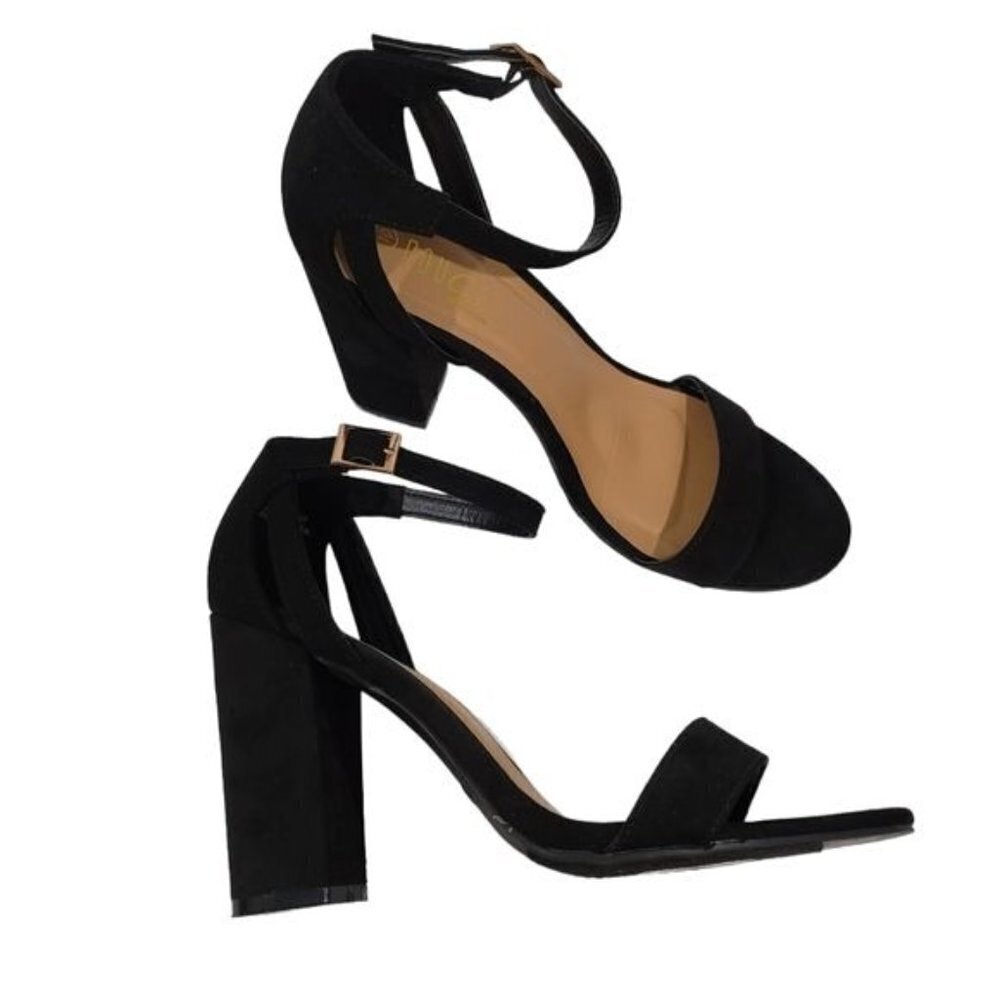 Rouge Influencer Black Ankle Strap Heeled Sandals Size 10